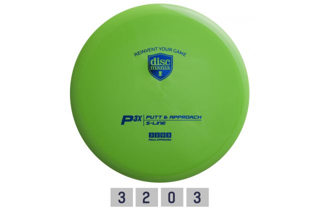 Discgolf DISCMANIA Putter S-LINE P3X lime 3/2/0/3 Discgolf DISCMANIA Putter S-LINE P3X lime 3/2/0/3