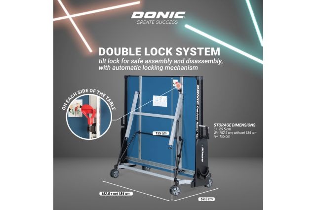 Tennis table DONIC Roller 1000 Outdoor 6mm Tennis table DONIC Roller 1000 Outdoor 6mm