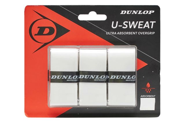 Tennis racket overgrip DUNLOP U-SWEAT 3pcs Balta white