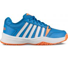 Tennis shoes for kids K-SWISS COURT SMASH OMNI blue/orange/white, size UK 10,5 (EU 28,5)