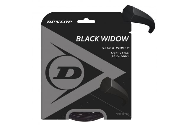 Stygos teniso raketei DUNLOP BLACK WIDOW 17g/1.26mm 12m Stygos teniso raketei DUNLOP BLACK WIDOW 17g/1.26mm 12m